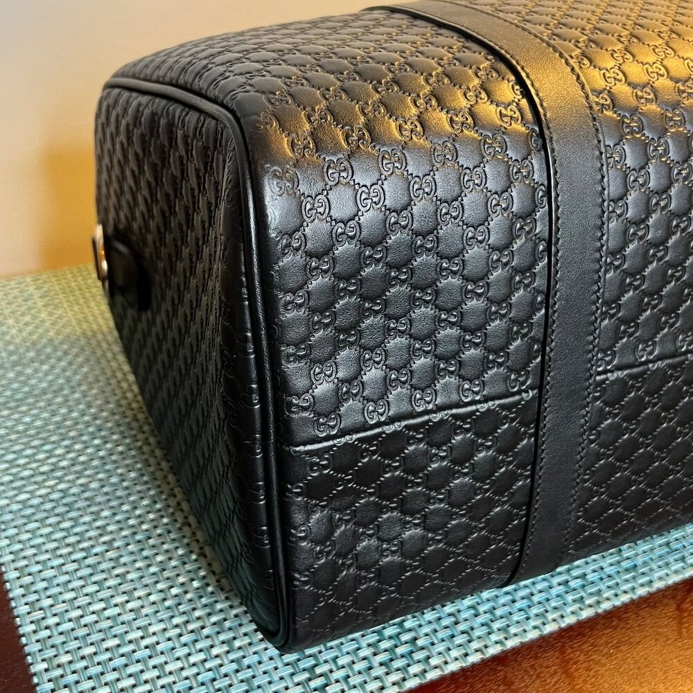 Gucci Micro Guccissima 2WAY Boston Bag Handbag Leather Black - Picture 16 of 16